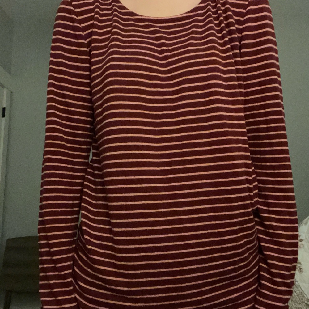 burgundy striped shirt